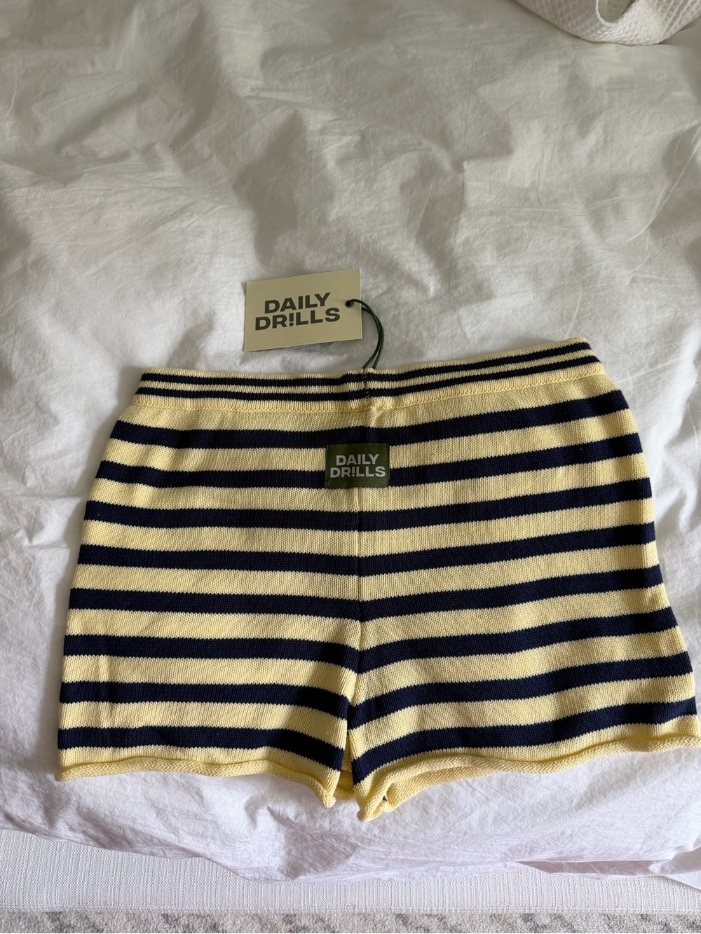 Daily Drills Yellow & Navy Striped Knit Bike Shorts